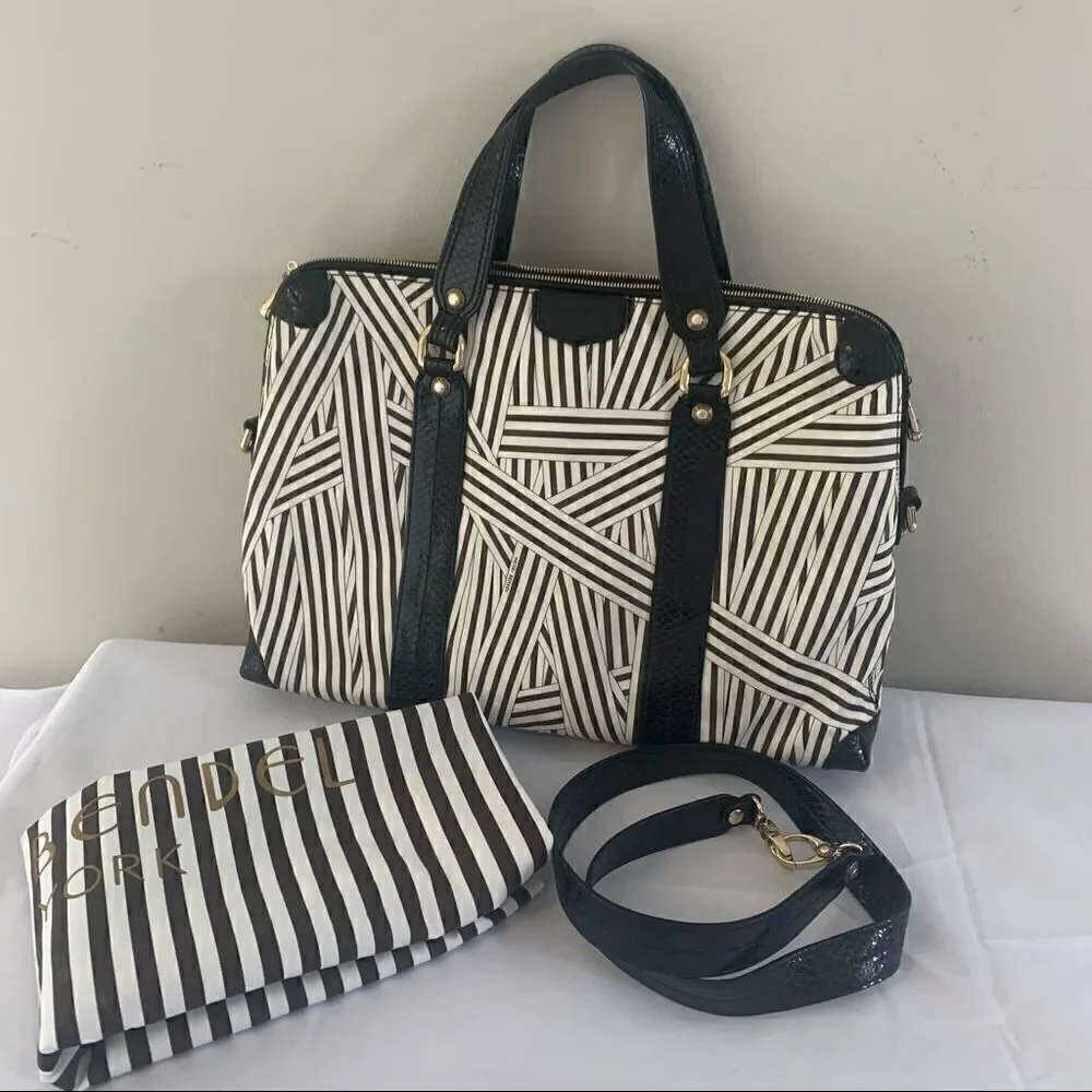 Henri Bendel Disturbed Stripe Laptop Bag/ Briefcase